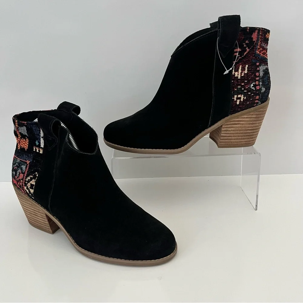 TOMS Constance Western Embroidered Bootie in Black NEW - Picture 3 of 15